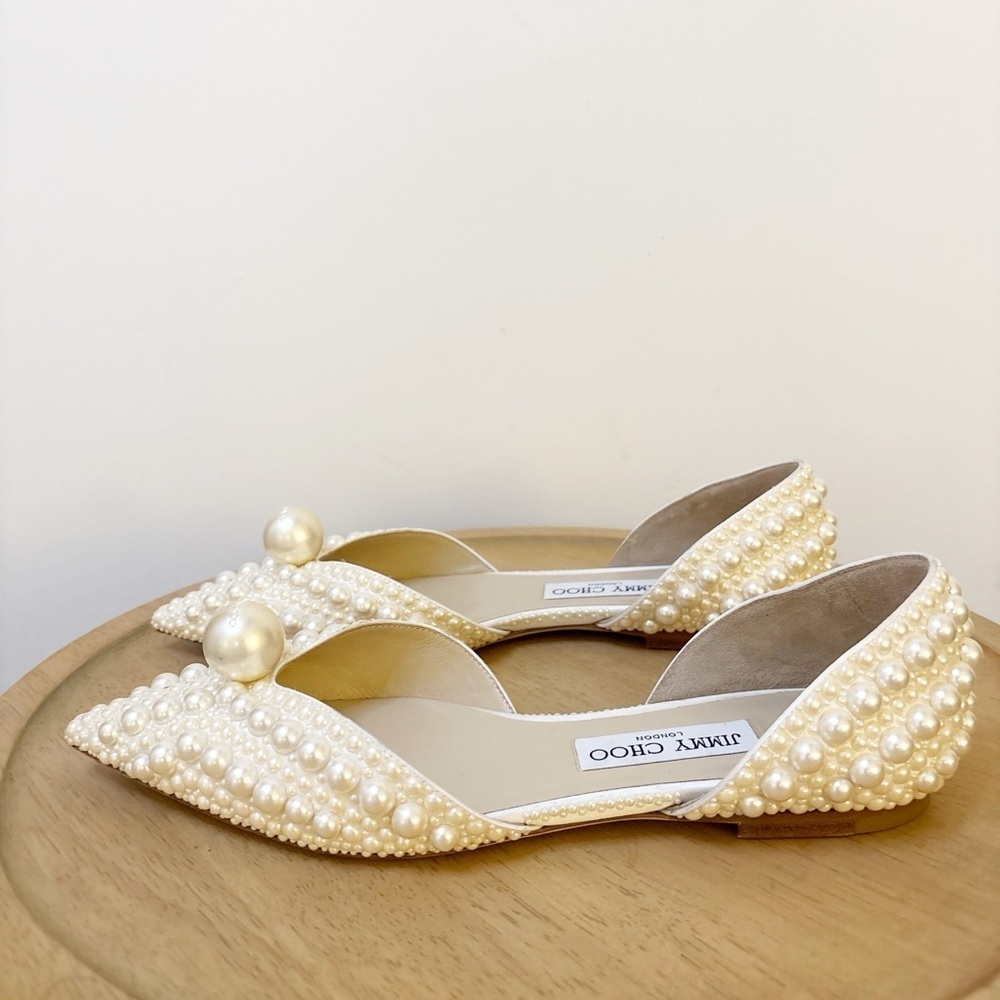 Jimmy Choo Sabine Pearl Flat Sandals - Picture 9 of 12